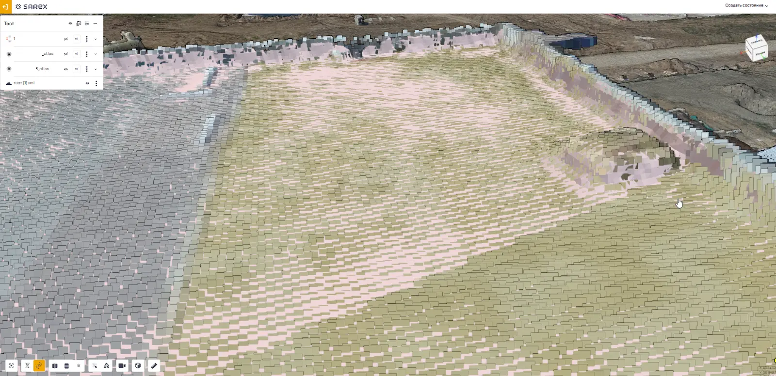 Приближенный вид получившейся поверхности крыши и облака АФС на платформе SAREX